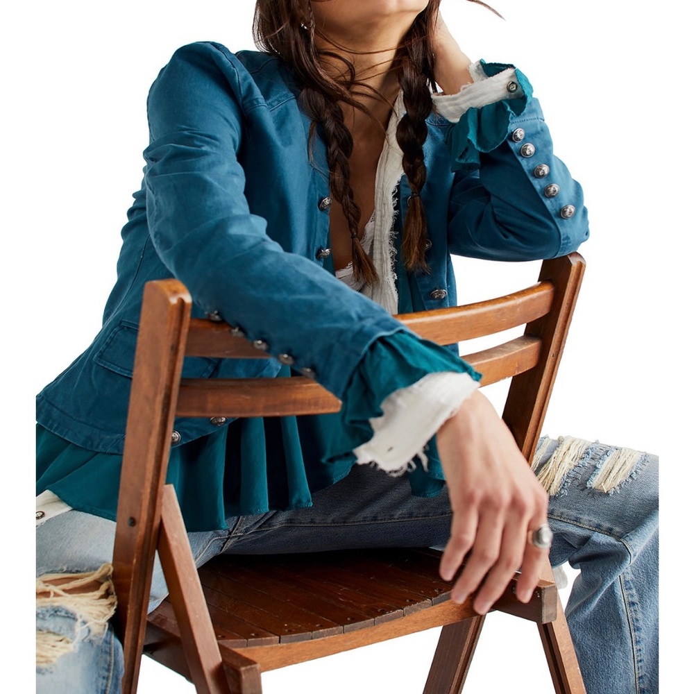 Free People Ruffles punk vampire gothic Jacket Duran Adam 80s Halloween pirate - Picture 11 of 12